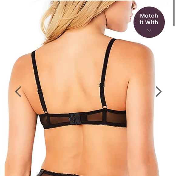 Oh La La Cherie Black Lace Satin Shelf Bra Large New - Picture 2 of 6